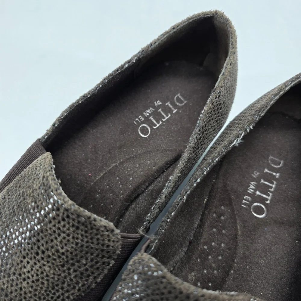 Ditto Van Eli Leather Loafers 7 M Brown Metallic Textured Slip On Comfort Shoes